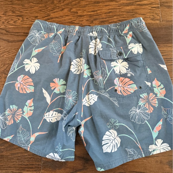 Rip Curl Floral Leaf Swim Trunks - blue white Men’s size Large beach vibes - Picture 7 of 9
